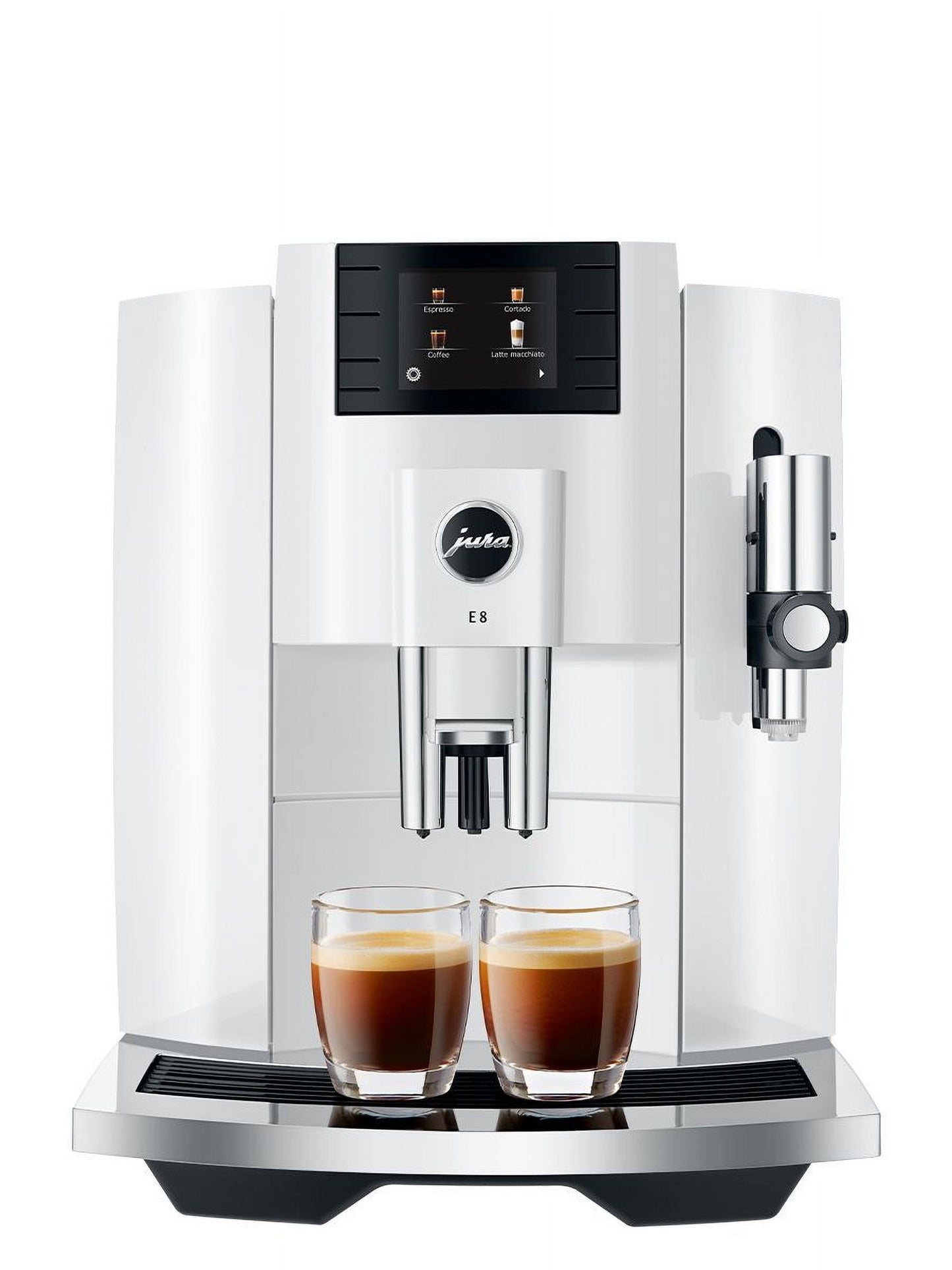 "Upgrade your morning coffee game with the E8 Automatic Espresso Machine in White! 🌟 Comes with Smart Filter Cartridge and Glass Milk Container for a perfect brew every time ☕ #coffeelovers #espressotime"